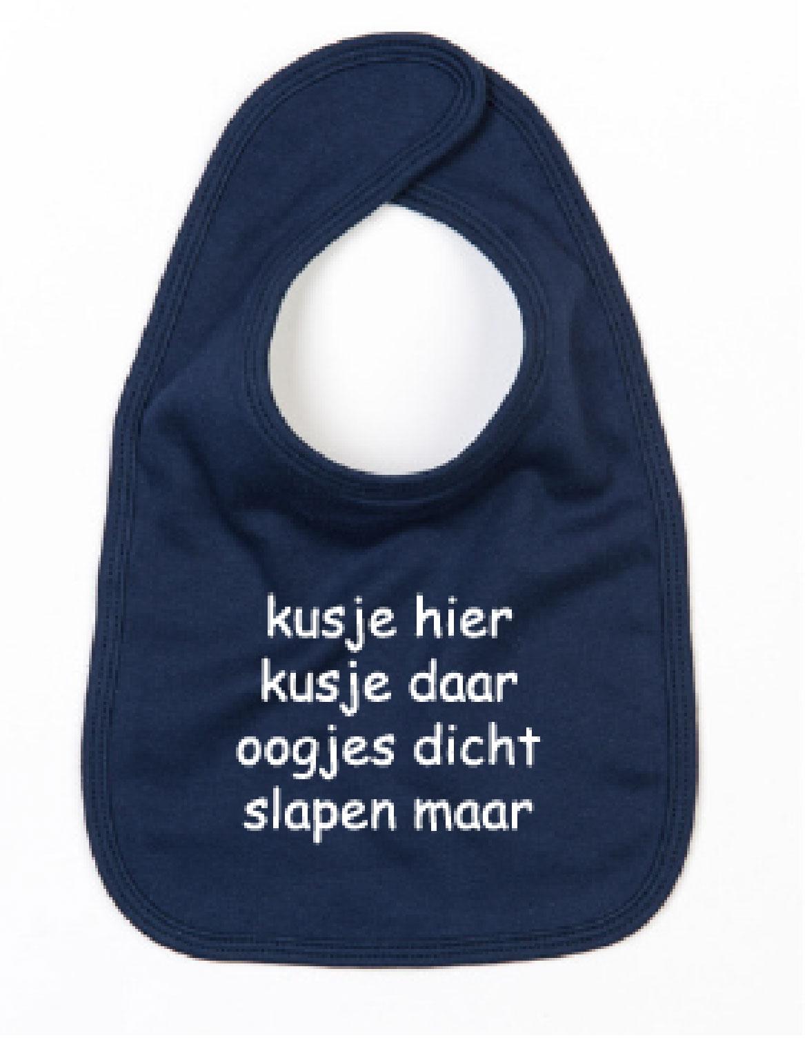 Slabbetje Kusje Hier Kusje Daar Donker Blauw