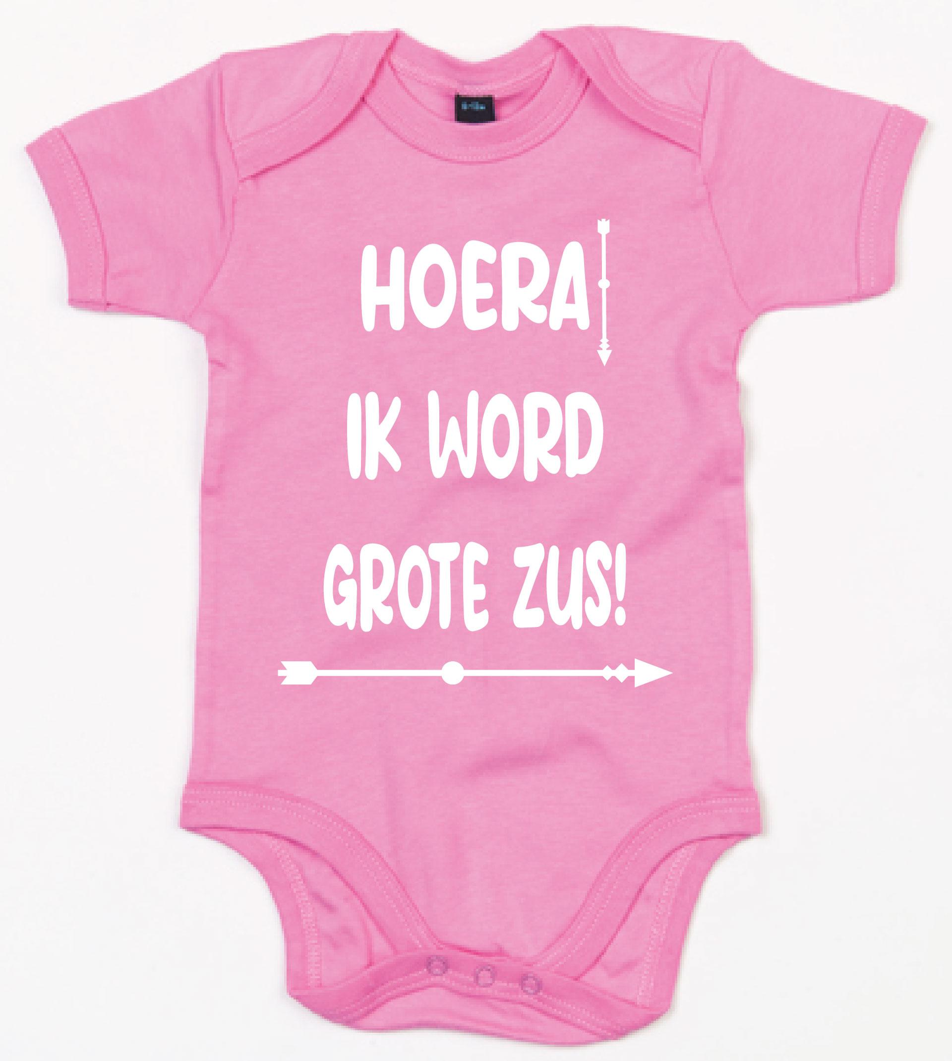 Rompertje Hoera Grote Zus Bubble Gum Pink