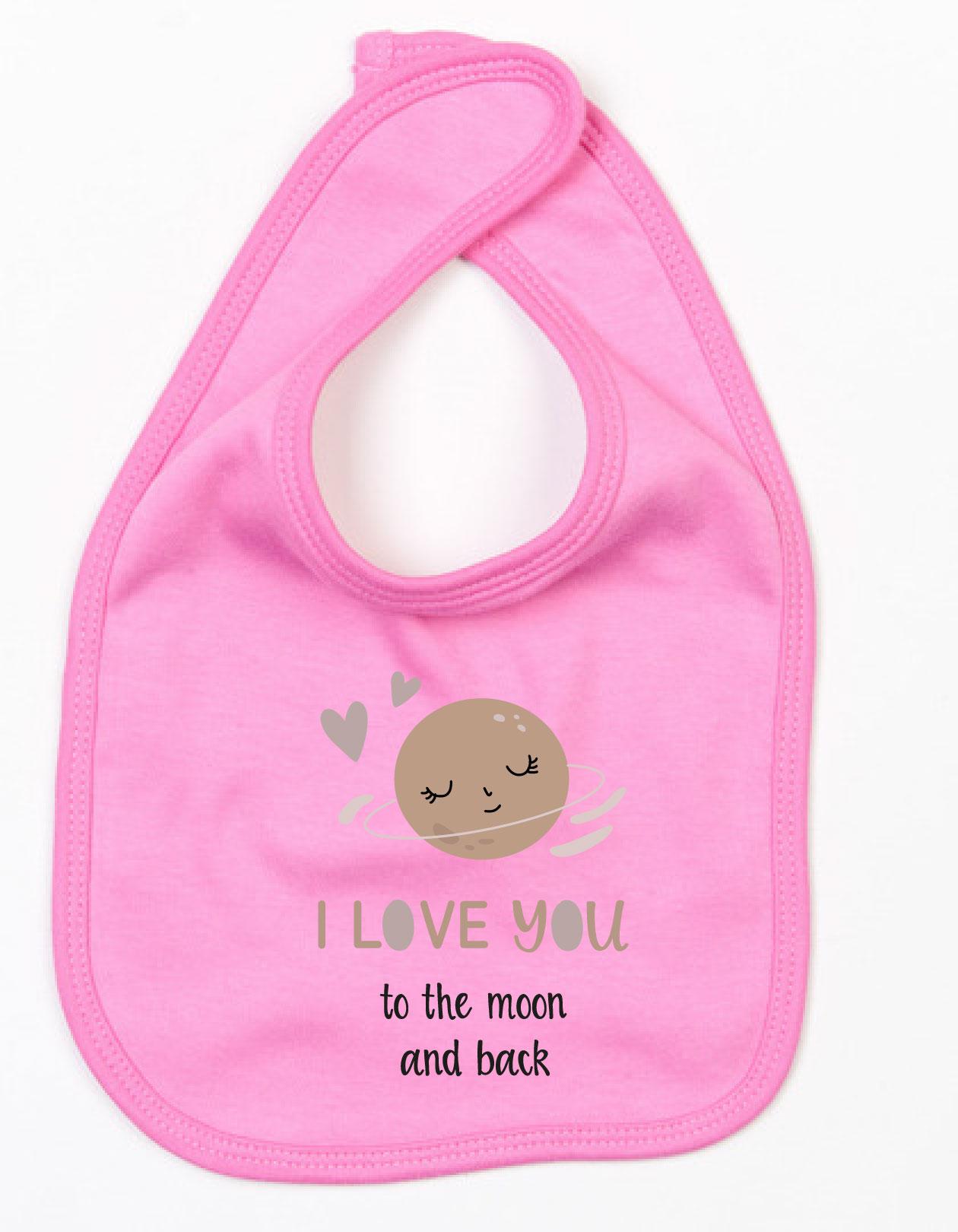 Slabbetje Love You To The Moon Donker Roze