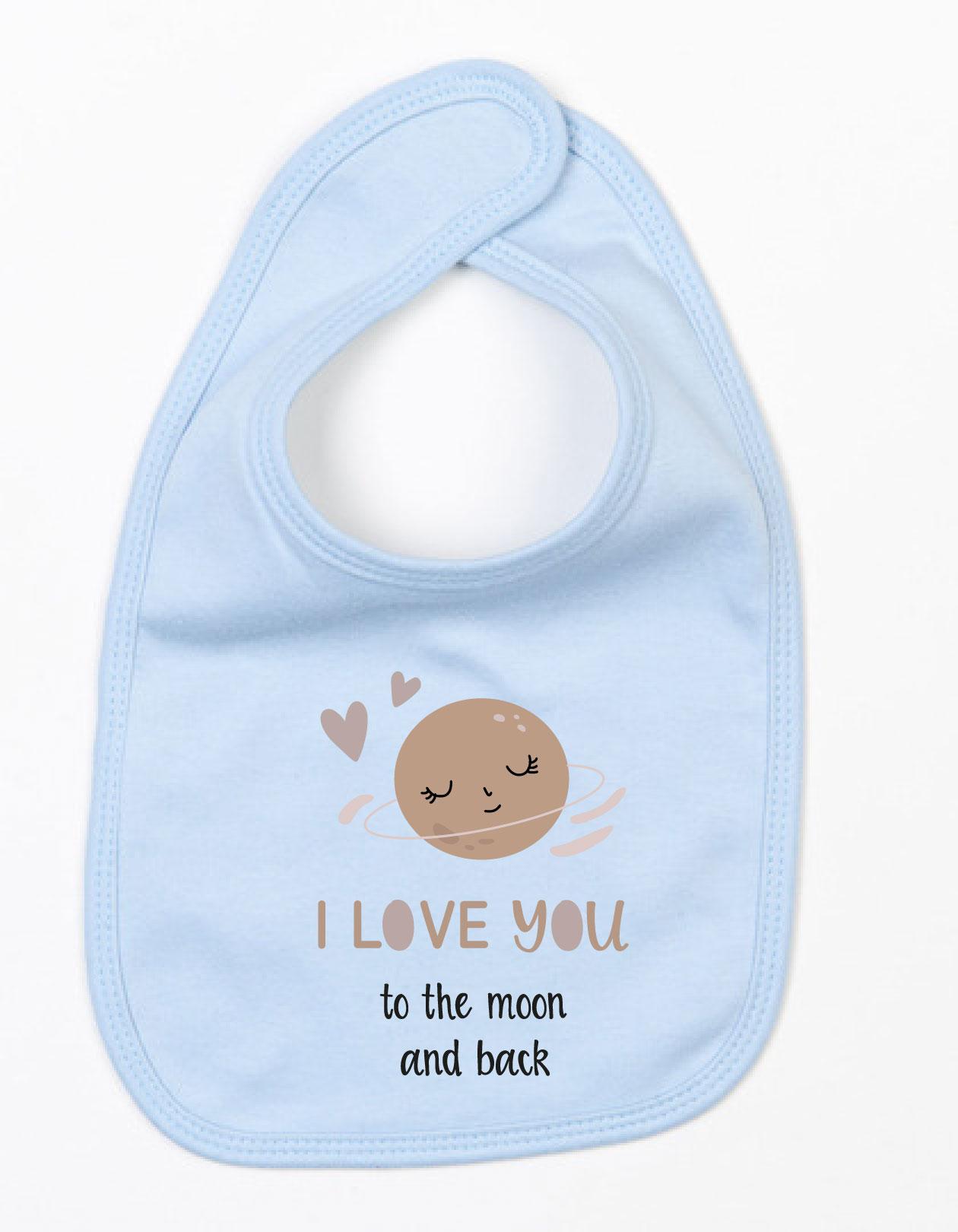 Slabbetje Love You To The Moon Licht Blauw