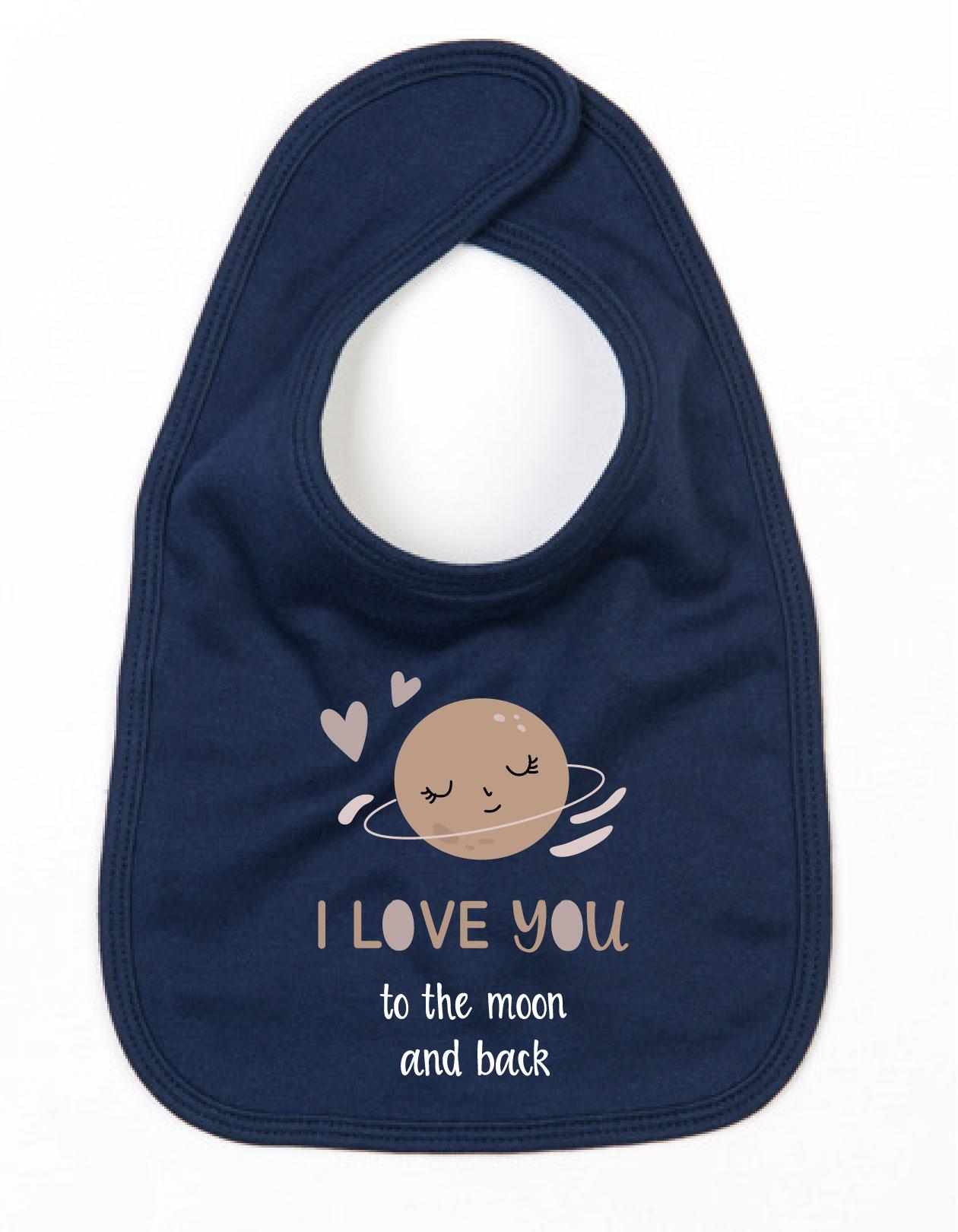 Slabbetje Love You To The Moon Donker Blauw