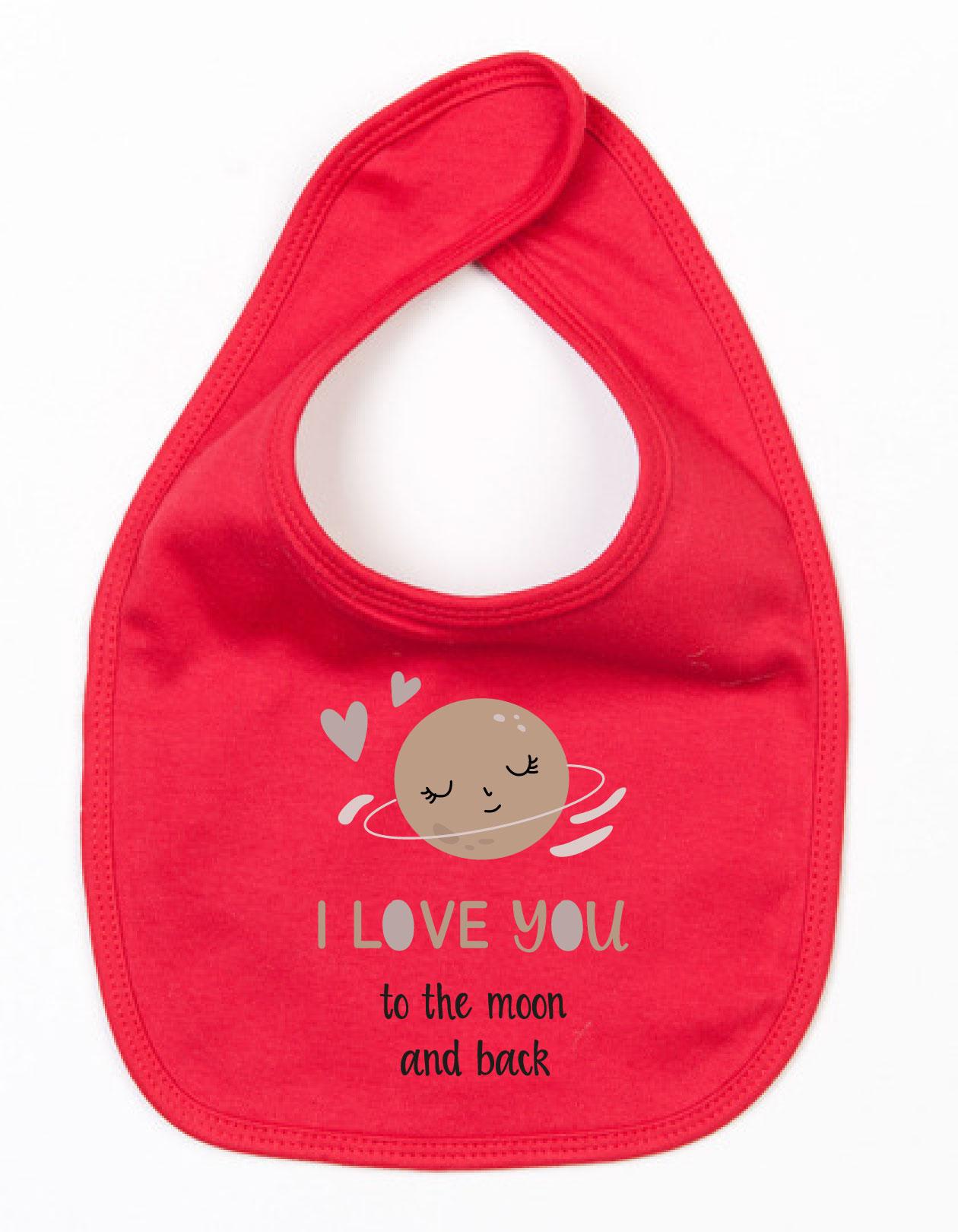 Slabbetje Love You To The Moon Rood