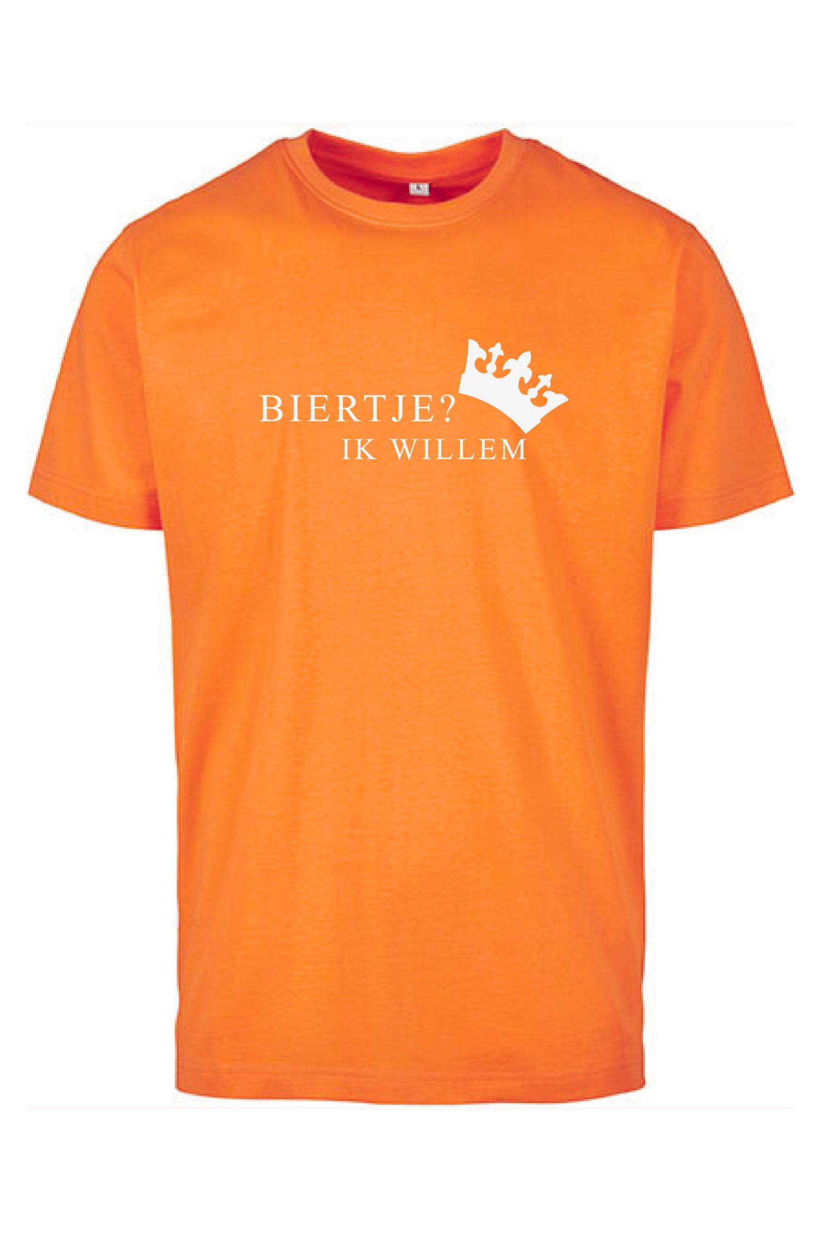 T-Shirts Heren Biertje Oranje - Wit