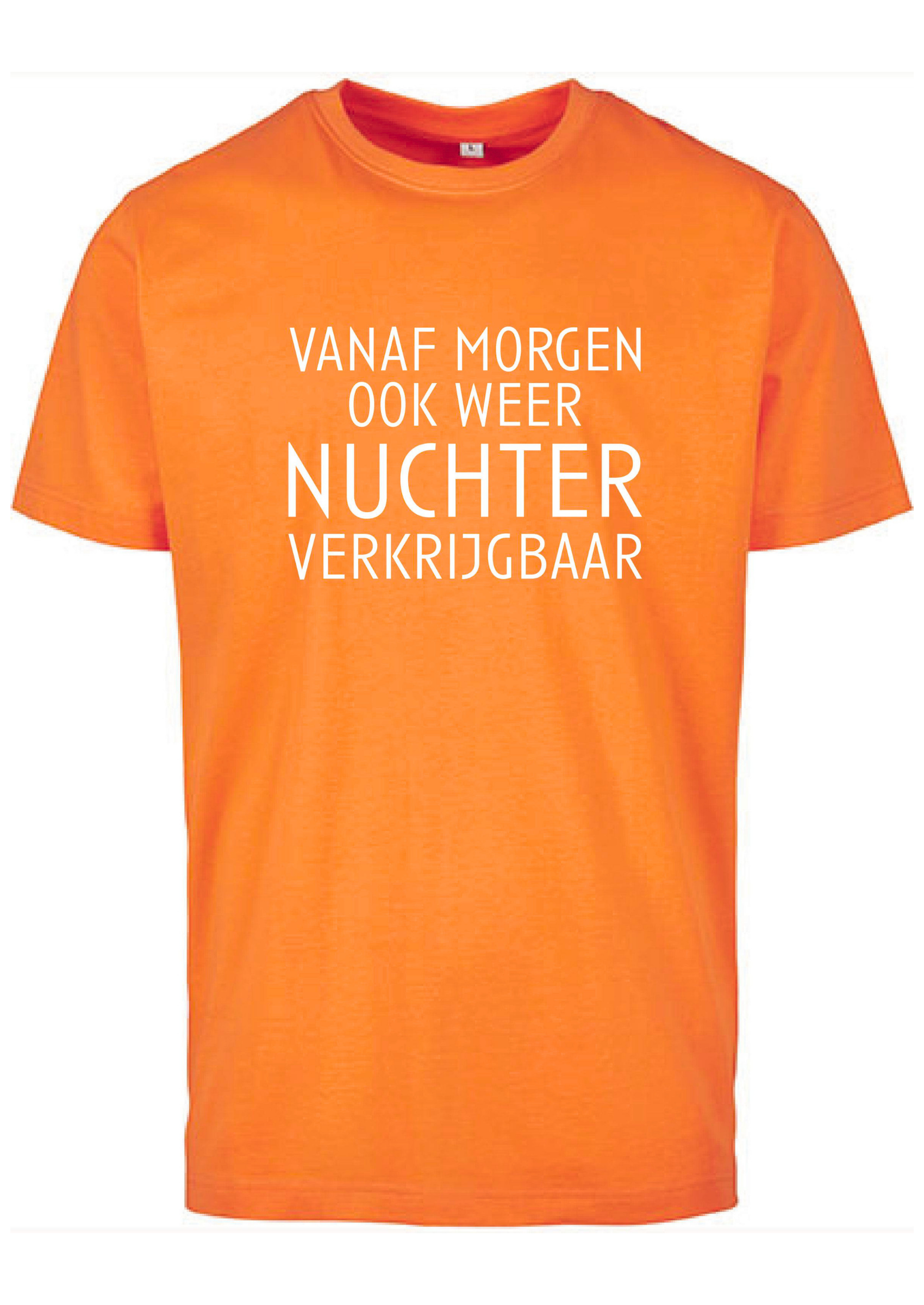 T-Shirts Heren Nuchter Oranje - Wit