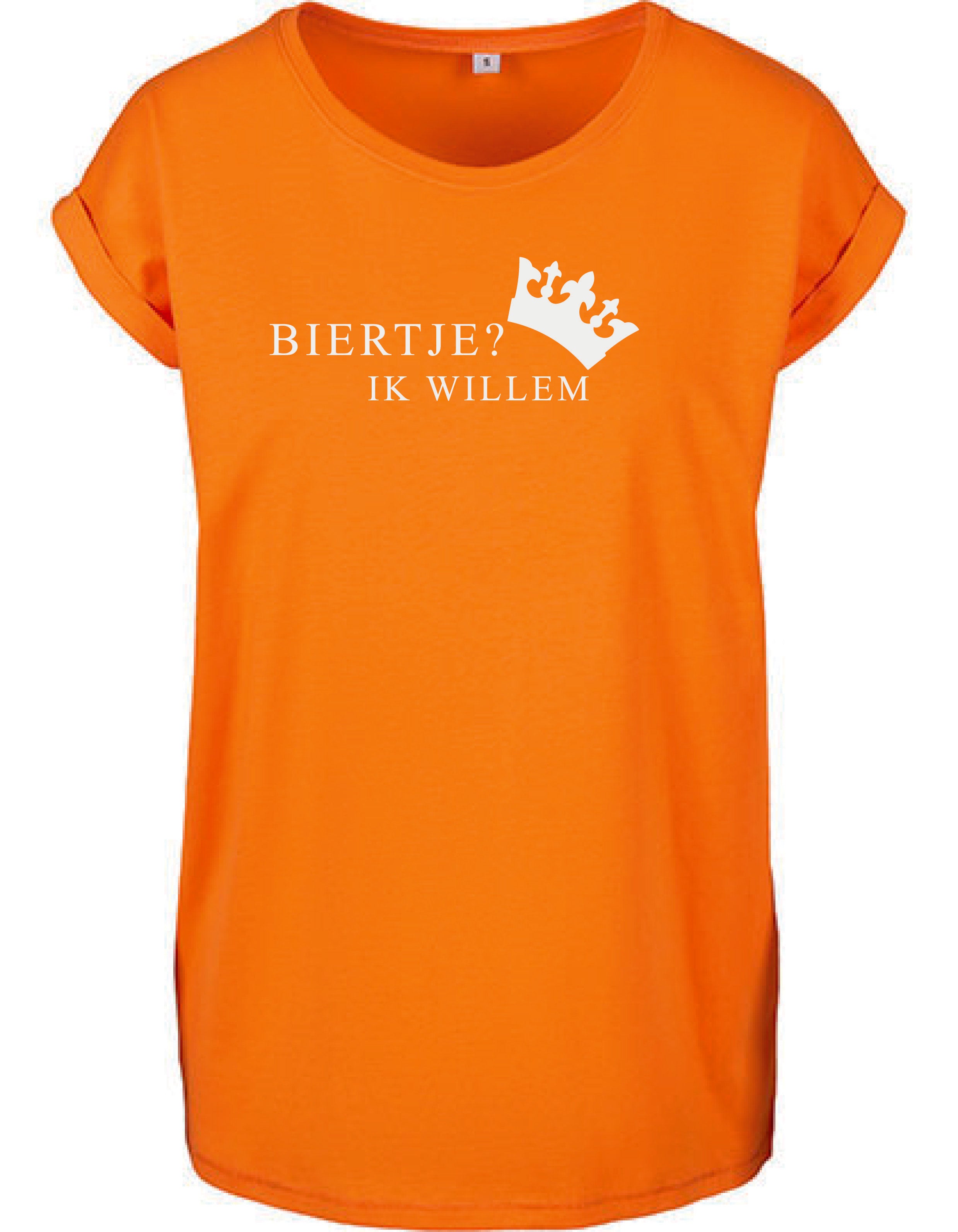 T-Shirts Dames Biertje Oranje - Wit