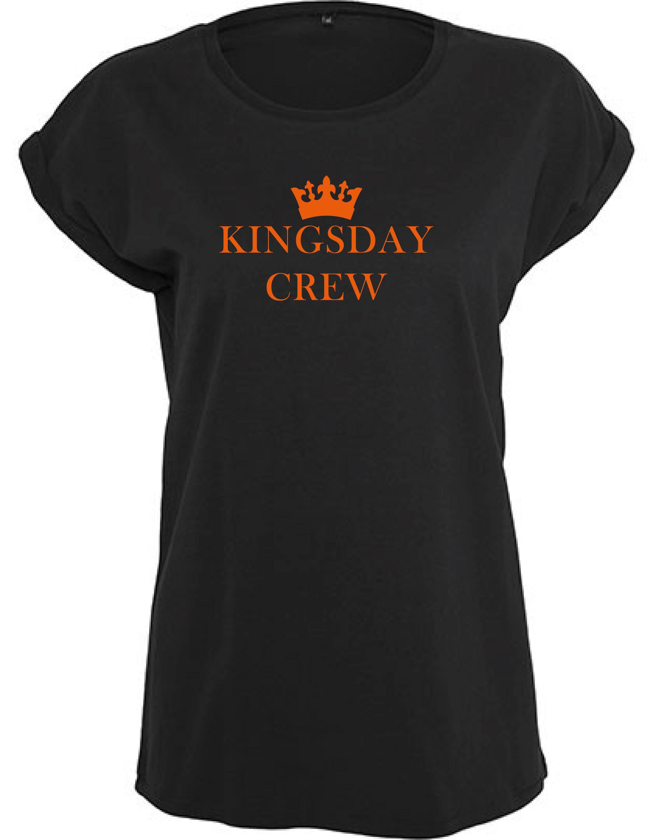 T-Shirts Dames Crew Zwart - Oranje