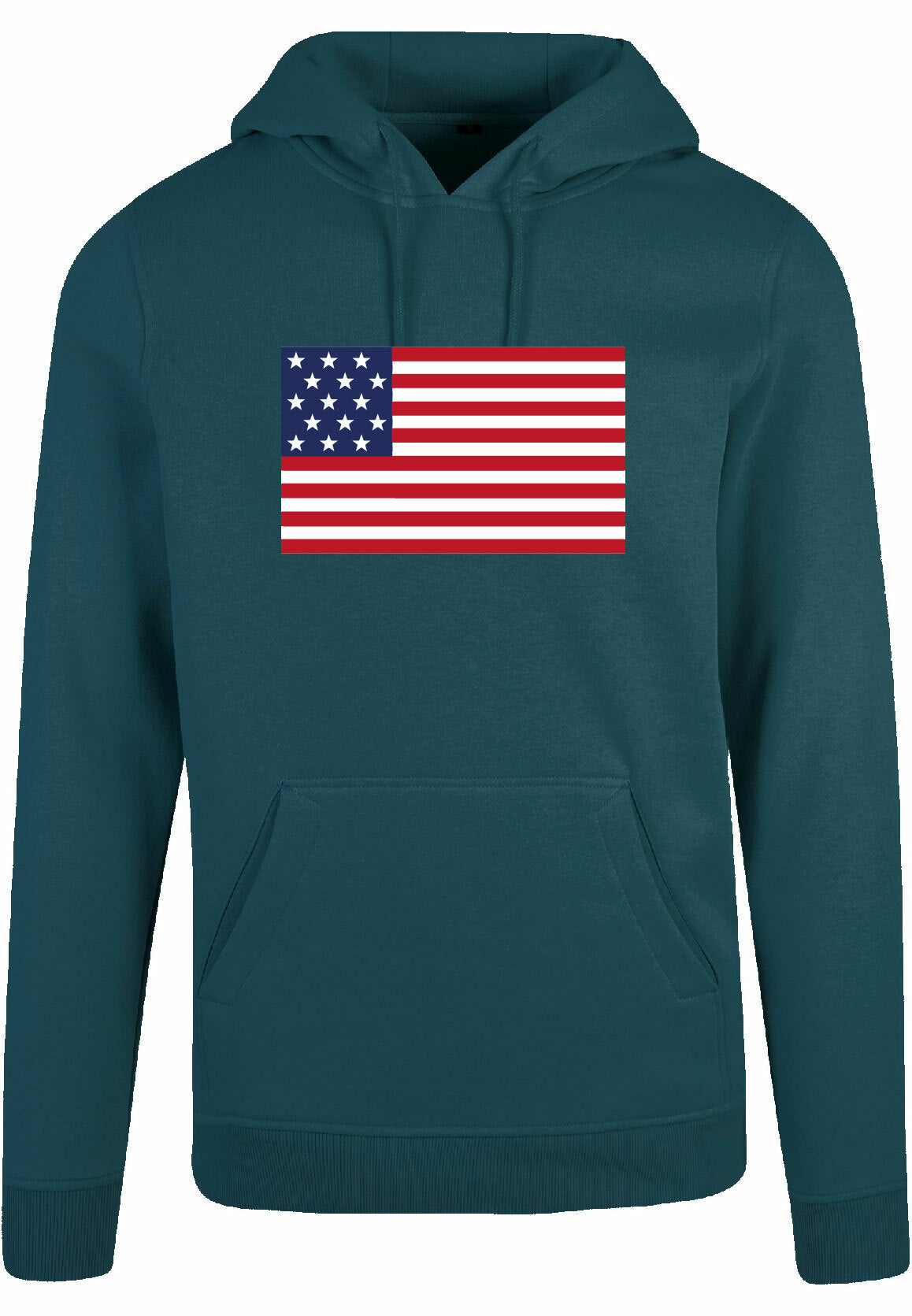 Hoodie - American Flag Bottle Green