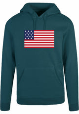 Hoodie - American Flag Bottle Green