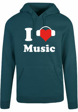 Hoodie - I love music Bottle Green