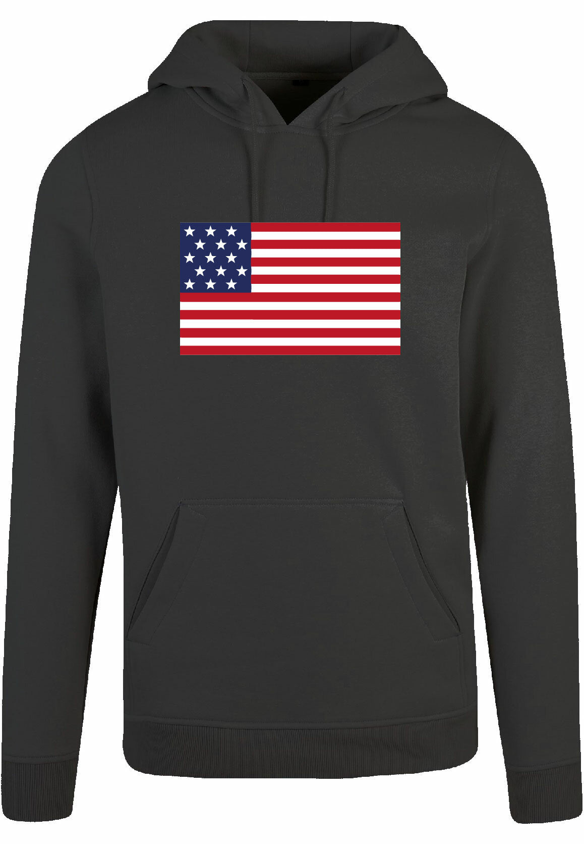 Hoodie - American Flag Charcoal Heather