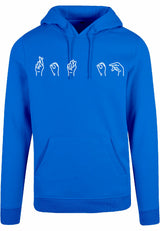 Hoodie - Gebarentaal; Rot op Cobalt Blue