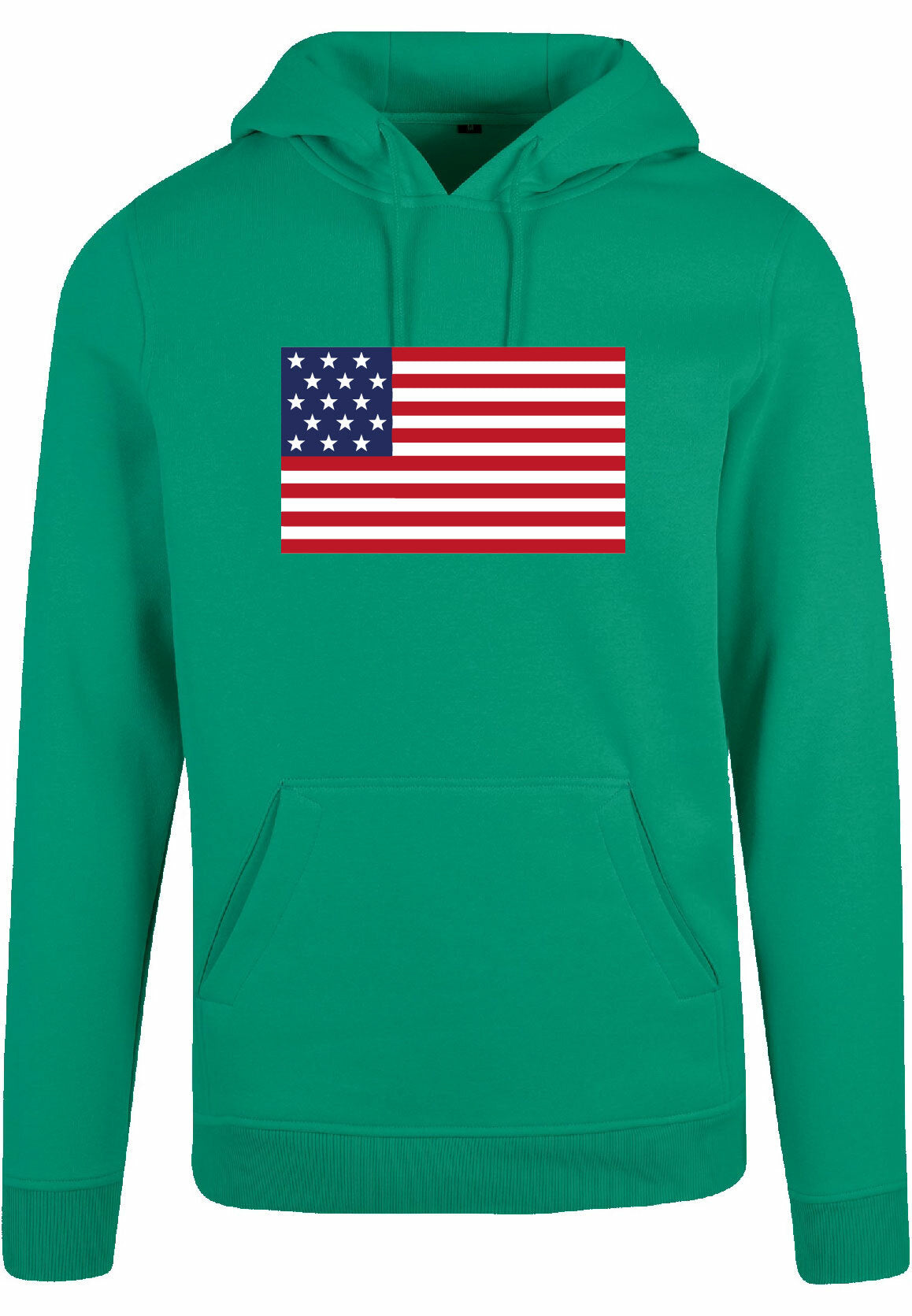 Hoodie - American Flag Forest Green