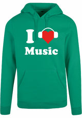 Hoodie - I love music Forest Green
