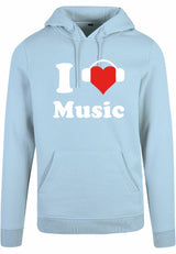 Hoodie - I love music Ocean Blue