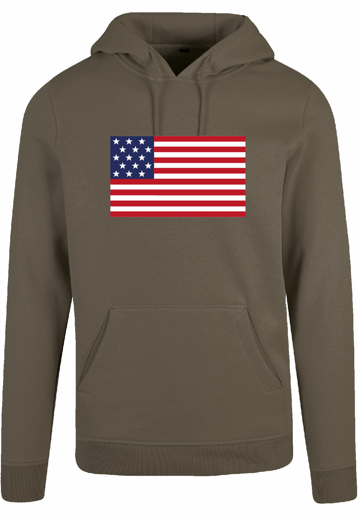Hoodie - American Flag Olive