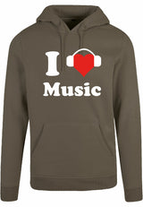 Hoodie - I love music Olive
