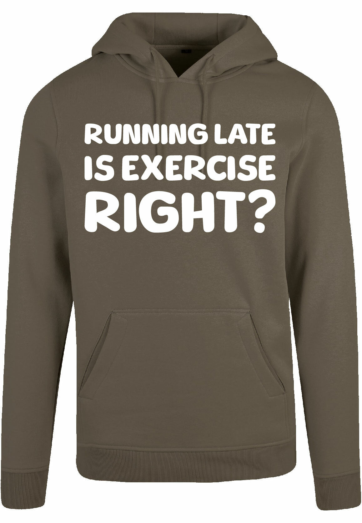 Hoodie - Running late Olive