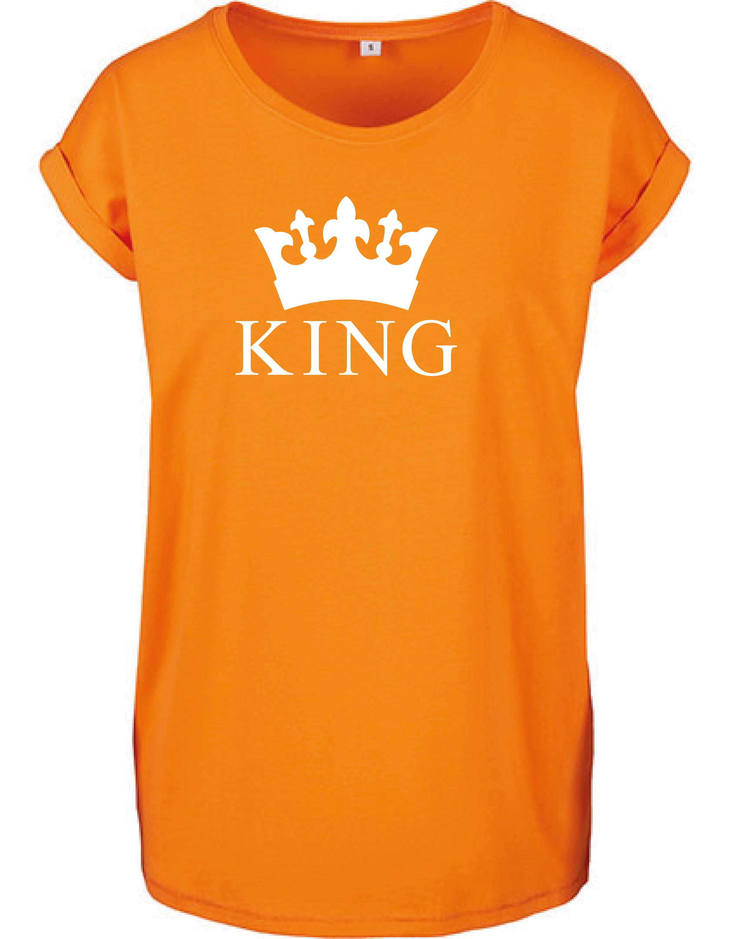 T-Shirts Dames King Oranje - Wit