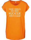 T-Shirts Dames Nuchter Oranje - Wit