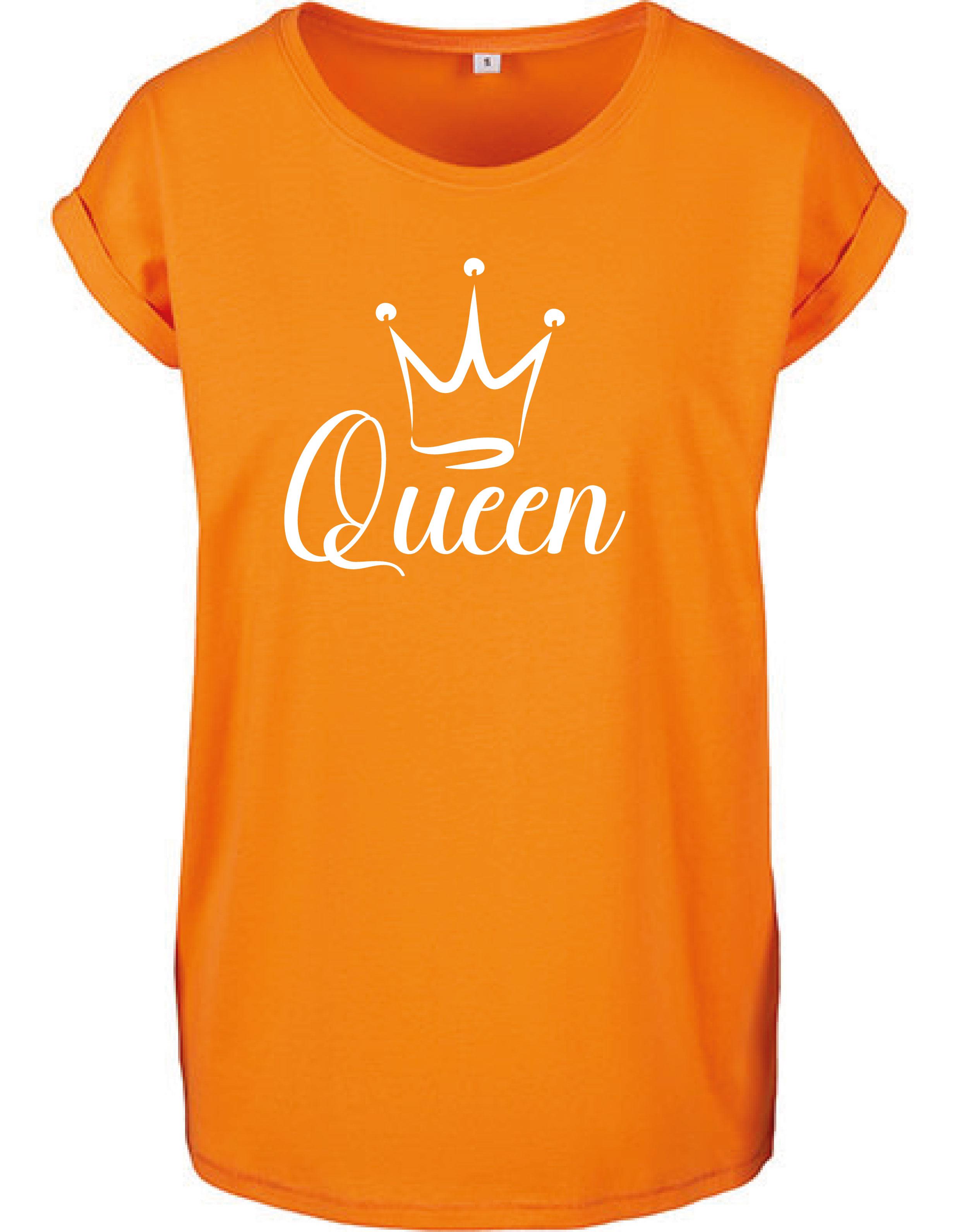 T-Shirts Dames Queen Oranje - Wit