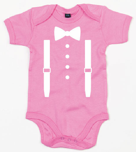 Rompertje - Strik met bretels Bubble Gum Pink