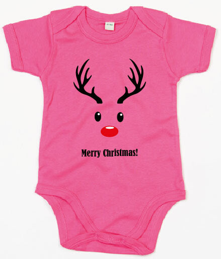 Rompertje - Merry Christmas deer Fuchsia