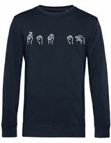 Sweater - Gebarentaal; Rot op Blue Navy