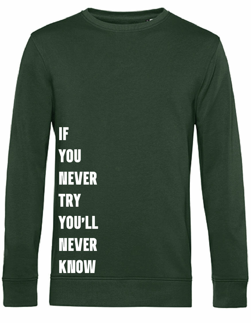 Sweater - Never Try, Never Know Forest Green