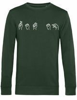 Sweater - Gebarentaal; Rot op Forest Green