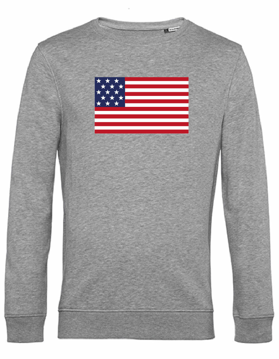Sweater - American Flag Heather Grey