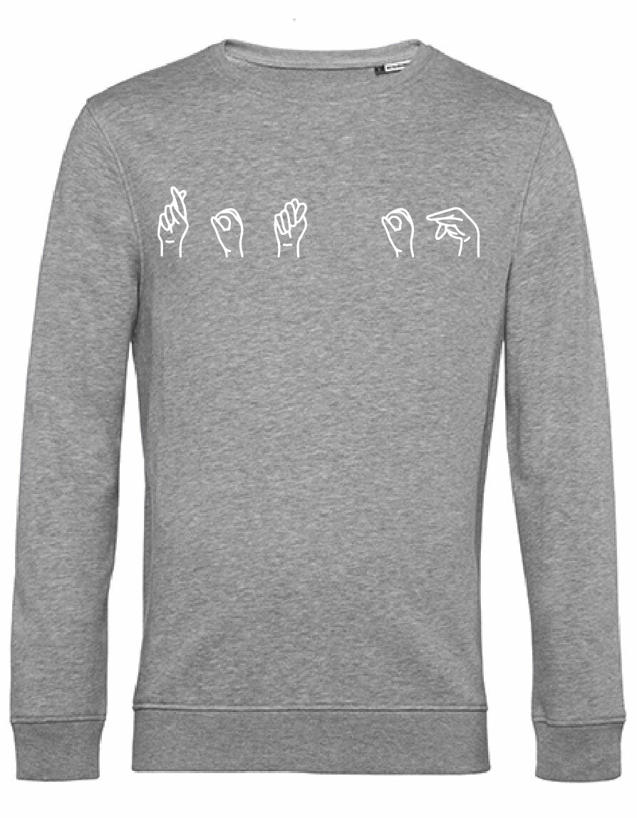 Sweater - Gebarentaal; Rot op Heather Grey