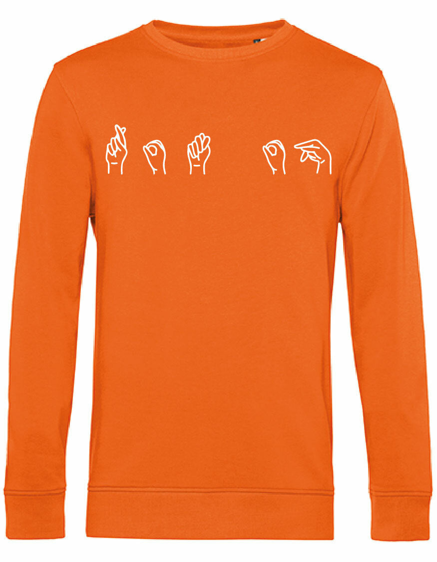 Sweater - Gebarentaal; Rot op Pure Orange