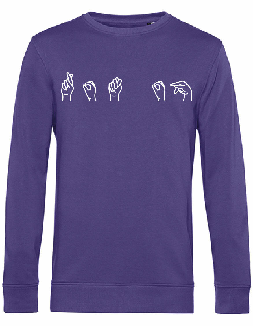 Sweater - Gebarentaal; Rot op Radical Purple