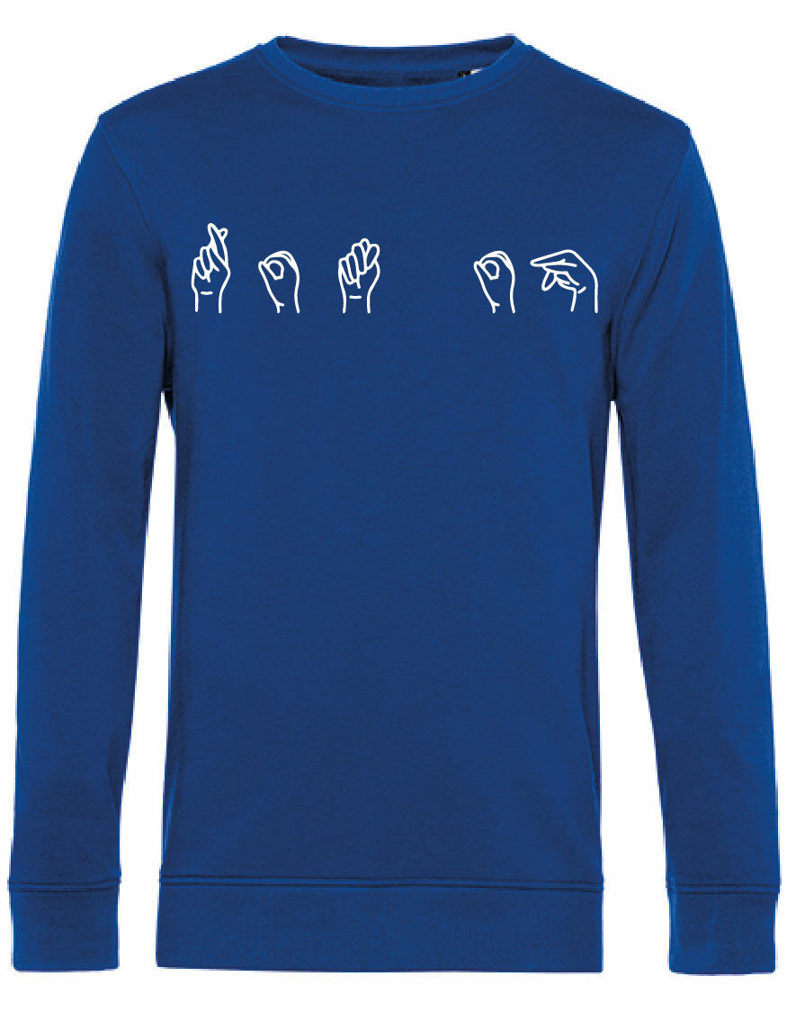 Sweater - Gebarentaal; Rot op Royal