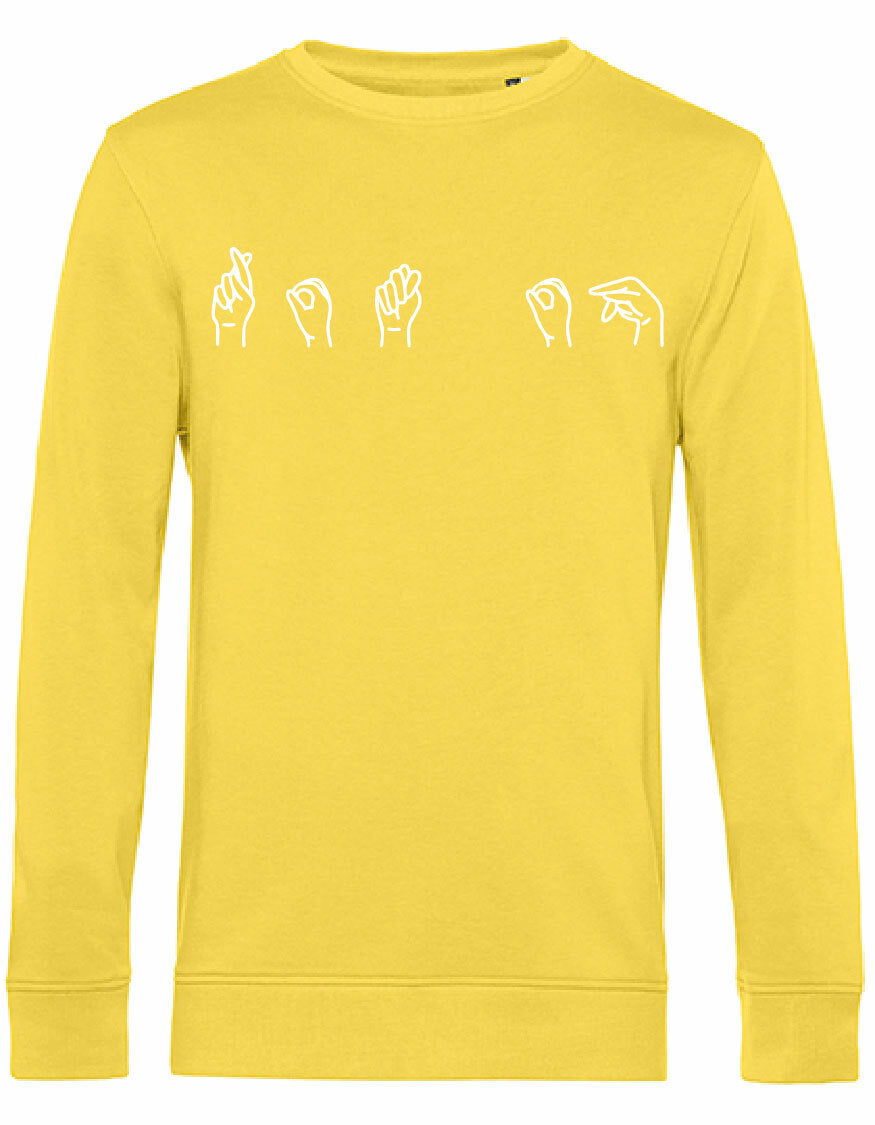 Sweater - Gebarentaal; Rot op Yellow Fizz