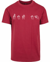 T-shirt - Gebarentaal; Rot op Burgundy