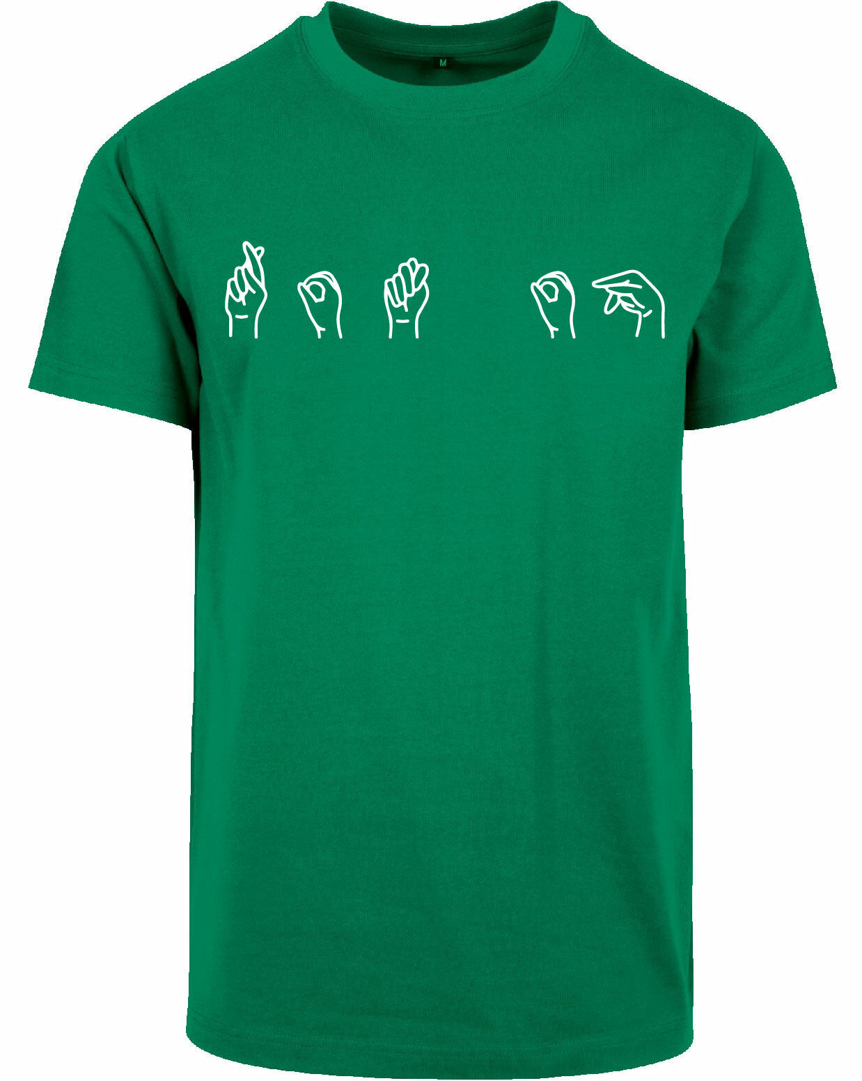 T-shirt - Gebarentaal; Rot op Forest Green
