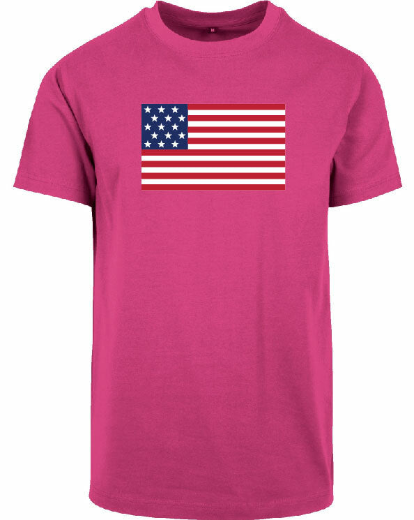 T-shirt - American Flag Hibiskus Pink