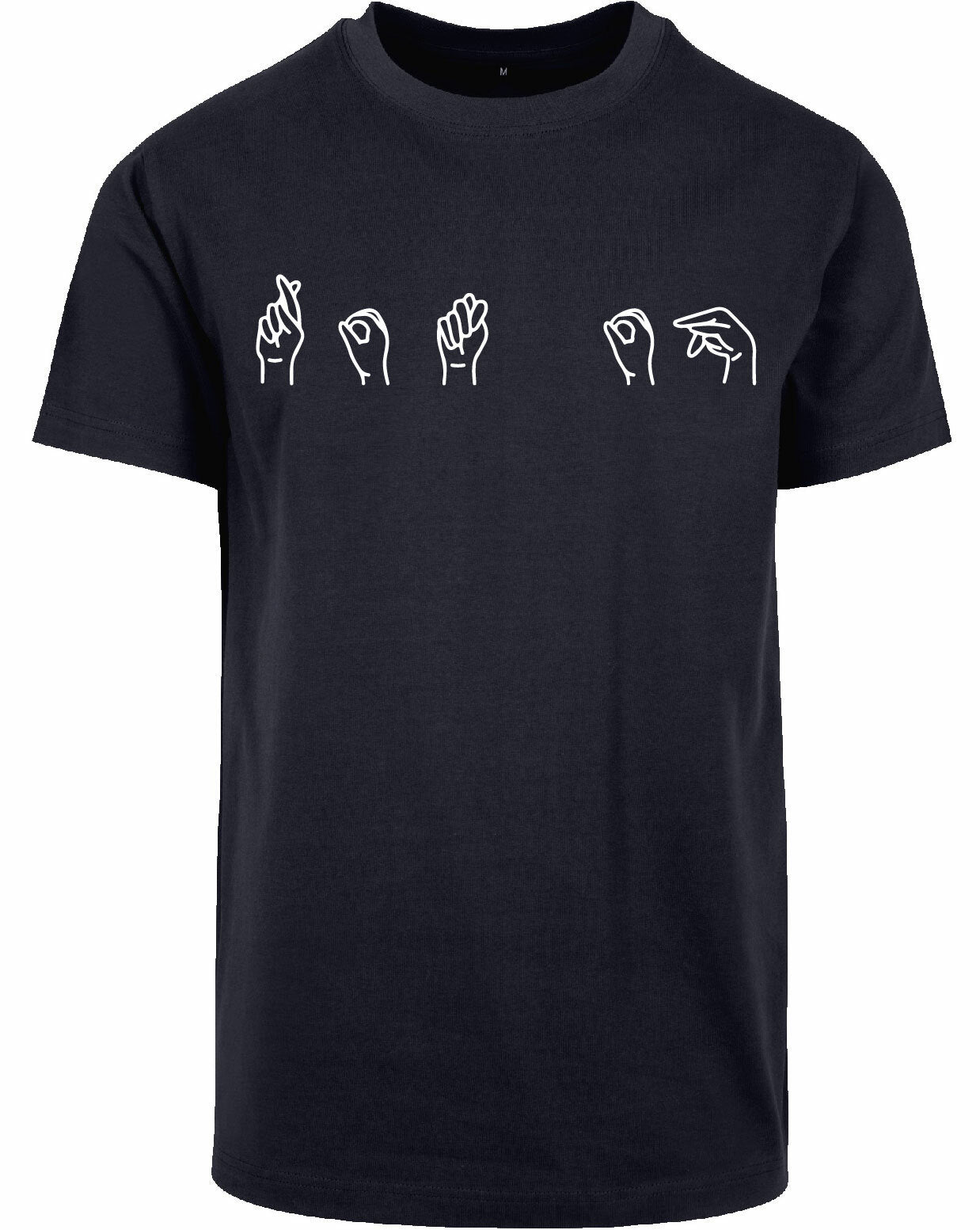 T-shirt - Gebarentaal; Rot op Navy